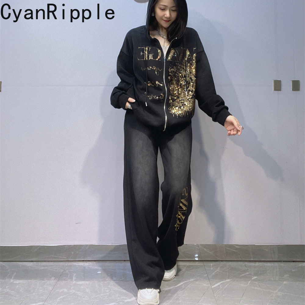 Women'S Fashion Zip Hoodie - Модный осенне-зимний женский комплект: худи с