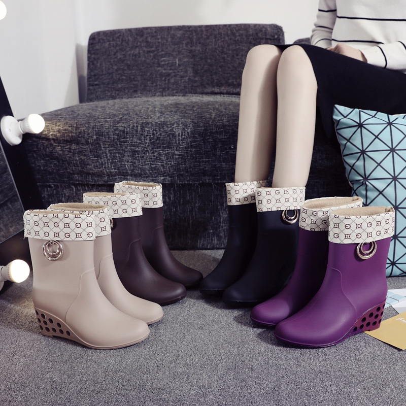Women'S Fashion Rain Boots - Корейский стиль, непромокаемая обувь средней длины