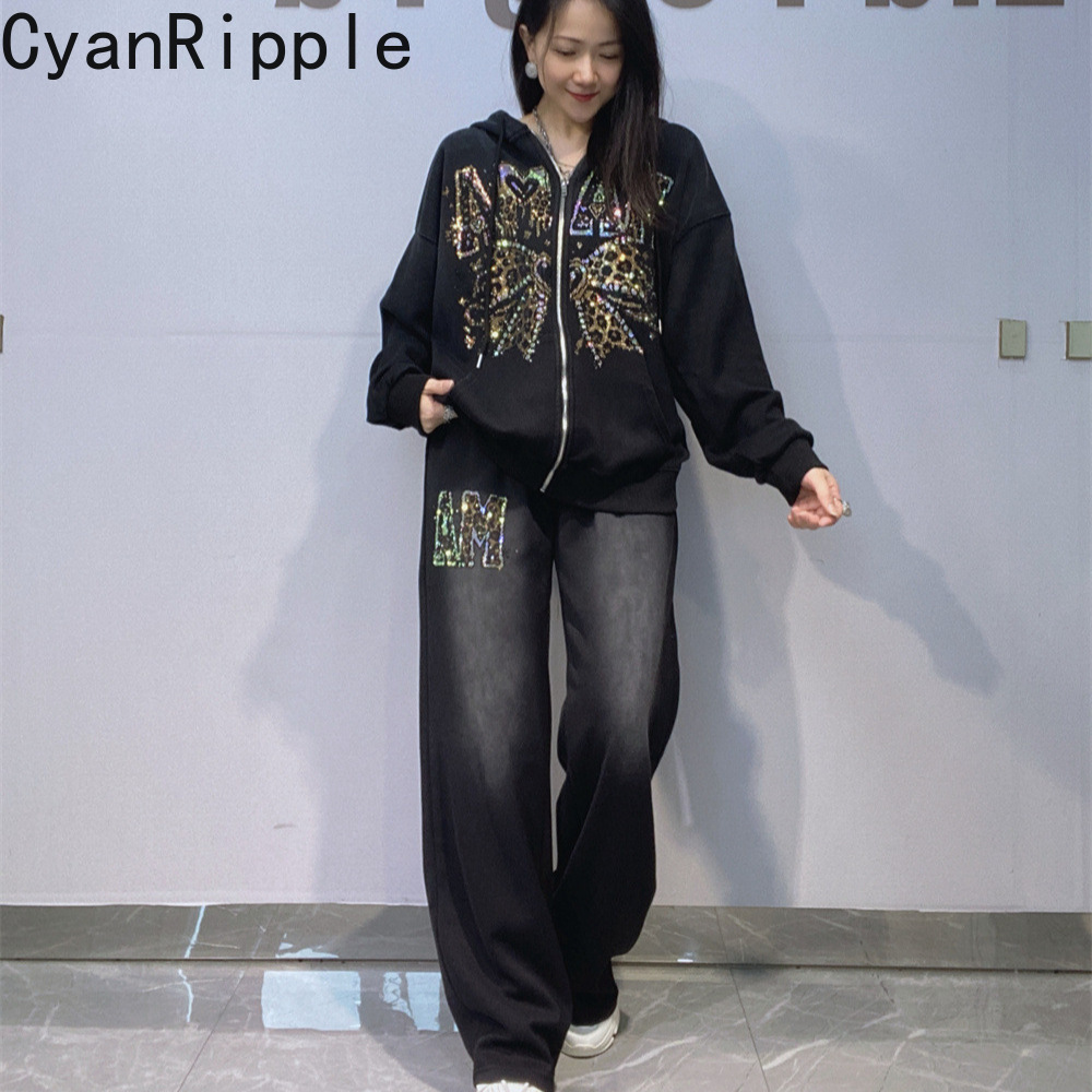 Women'S Fashion Zip Hoodie - Модный осенне-зимний женский комплект: роскошный худи