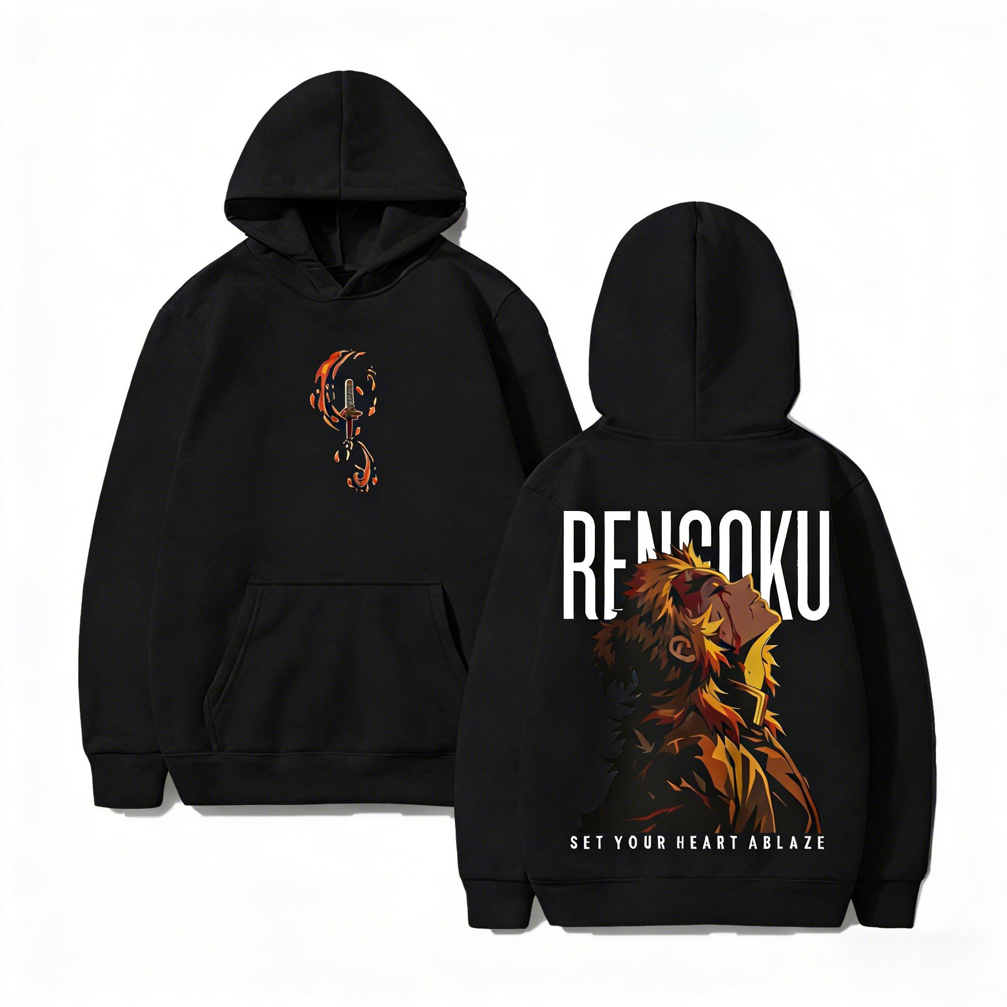 Women'S Fashion Zip Hoodie - Толстовка с капюшоном Demon Slayer Rengoku,