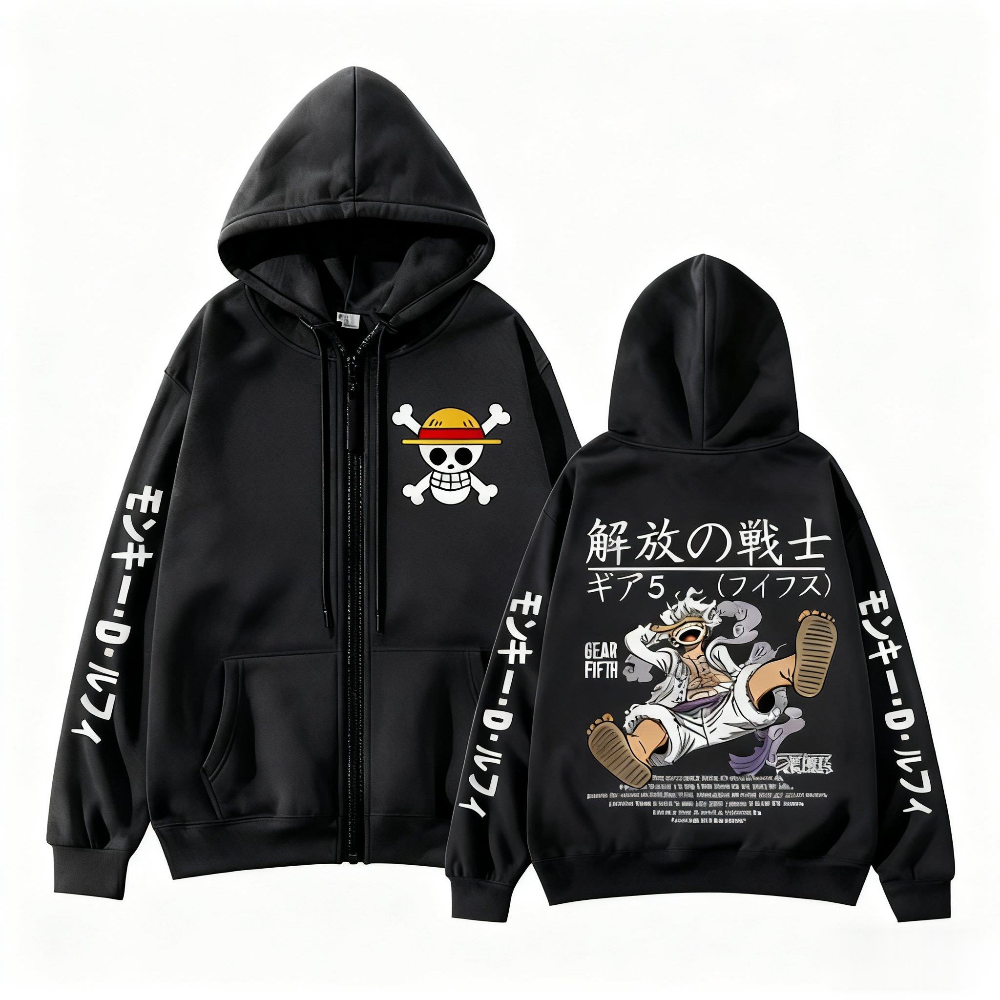 Women'S Fashion Zip Hoodie - Monkey D Luffy Gear 5, цельная