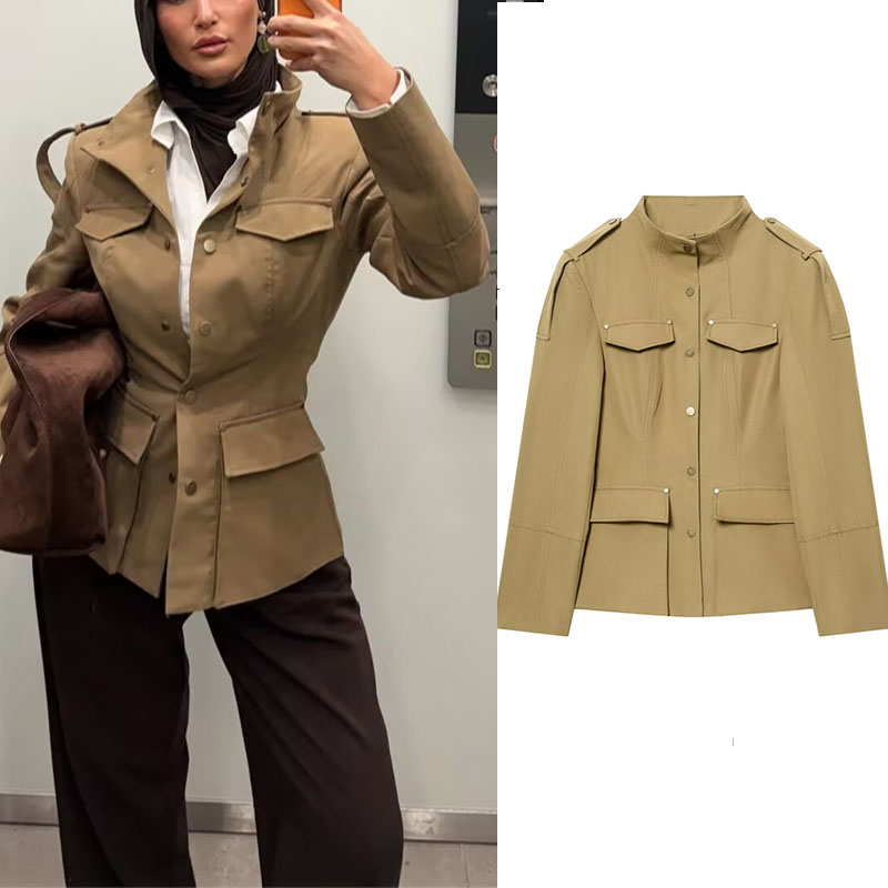 Women'S Fashion Utility Vest - Женская куртка в стиле милитари цвета
