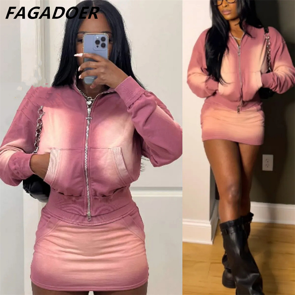 Tie Dye Two Piece - FAGADOER Розовый комплект из двух предметов