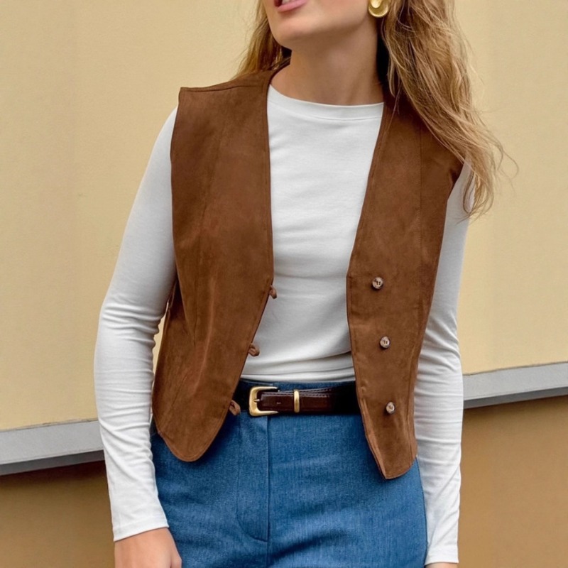 Women'S Fashion Utility Vest - Женский уличный винтажный жилет V-образный вырез