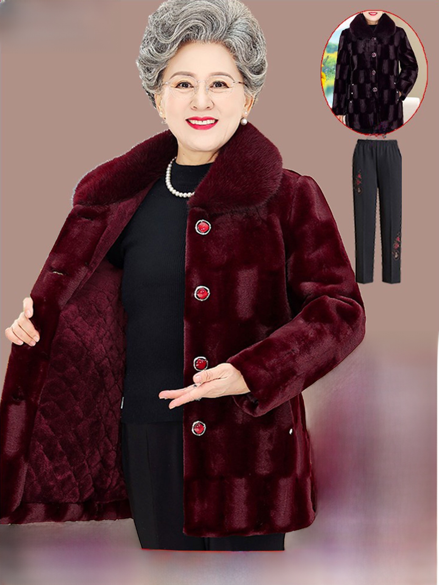 Women Fashion Over 60 - Утепленное пальто средней длины из искусственного
