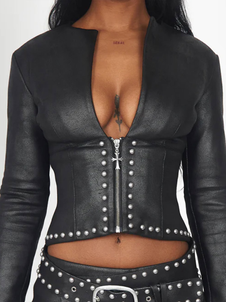 Модный женский костюм из искус – обзор и цена Women'S Fashion Leather Jacket